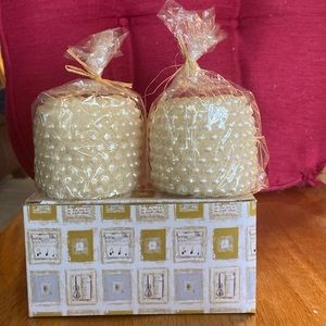 Pearl Ball Candles Cylinder Shaded One Wick Candles Set Of 2 Covered In Pearls